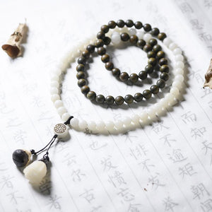 Xingyue Bodhi 108 Beads Green Sandalwood Prayer Bracelet - FengshuiGallary