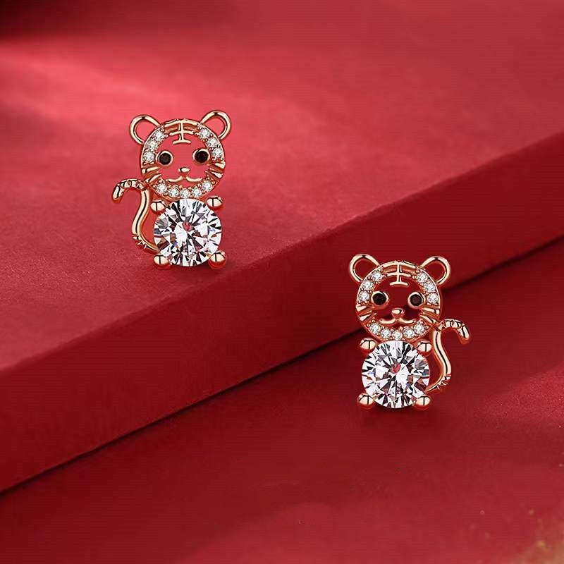 Zirconia Crystal Tiger Pendant Necklace-2022 Tiger Year - FengshuiGallary