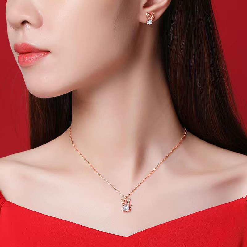 Zirconia Crystal Tiger Pendant Necklace-2022 Tiger Year - FengshuiGallary