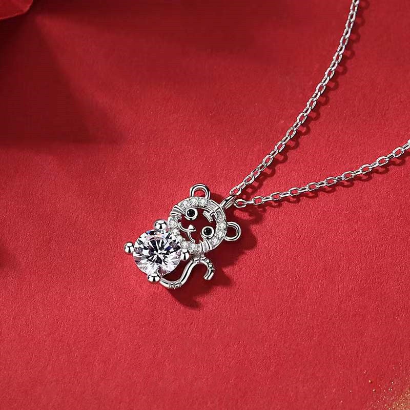Zirconia Crystal Tiger Pendant Necklace-2022 Tiger Year - FengshuiGallary